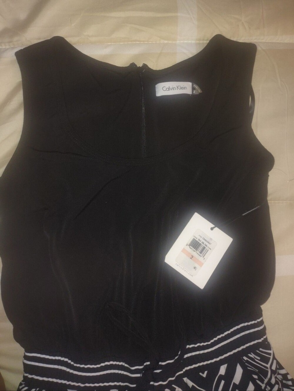 Calvin Klein Black Sleeveless Drawstring Waist Tank